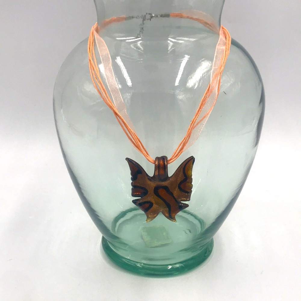 βAs Isβ Venetian π¦ Murano Glass Gold & Rose Gold Butterfly Pendant Necklace - Picture 5 of 8